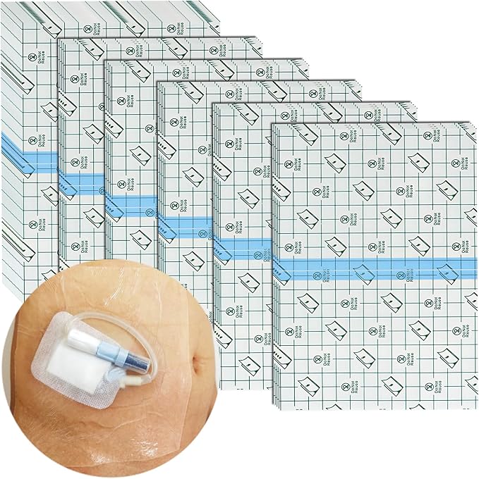Waterproof Shower Bandage Protector [Pack of 50], 6"x8" Dialysis Catheter Shower Cover Wound PD Peritoneal Dialysis Chemo Port Chest Feeding Tube G-Tube PICC Line Film Dressing