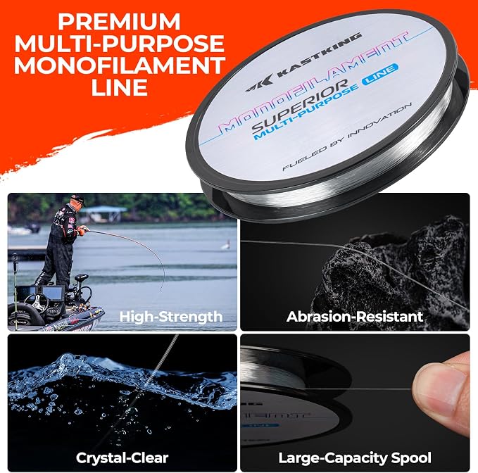 KastKing World's Premium Monofilament Fishing Line - Paralleled Roll Track - Strong and Abrasion Resistant Mono Line - Superior Nylon Material Fishing Line - 2015 ICAST Award Winning Manufacturer