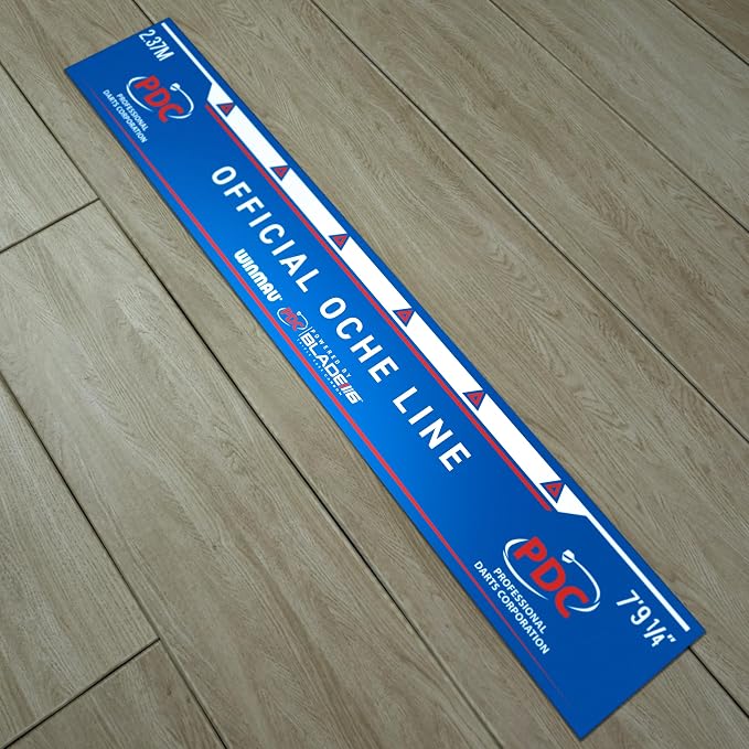 Winmau Darts Oche Line - High Visibility Throw Line Marker with Toe Markers for Consistent Stance - Self-Adhesive, Sticks to Hard Floors (Wood/Tile/Laminate) - Regulation Distance
