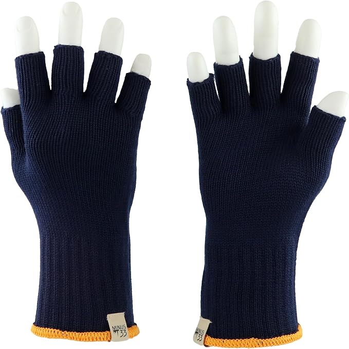Merino Wool Fingerless Gloves - Hunting and Fishing Liner - Half Finger Warm Knitted Gloves