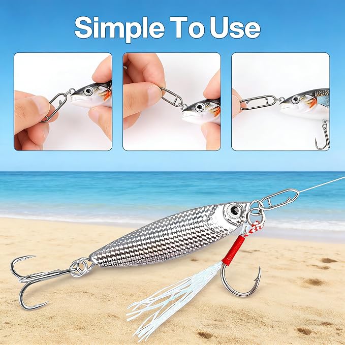 150PCS Heavy Duty Fishing Clips withs, Stainless Steel Fishing Snaps, 3 Sizes (M/L/XL), Corrosion Resistant Quick Connect Fishing Lure Clips for Freshwater and Saltwater Fishing