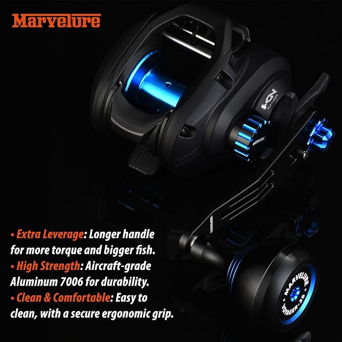 Power Handle 2.95'' (75 mm) Compatible for Shimano Curado Tranx, Daiwa Lexa, Penn Fathom Squall Low Profile, Okuma Komodo, Quantum Accurist Baitcasting Reels
