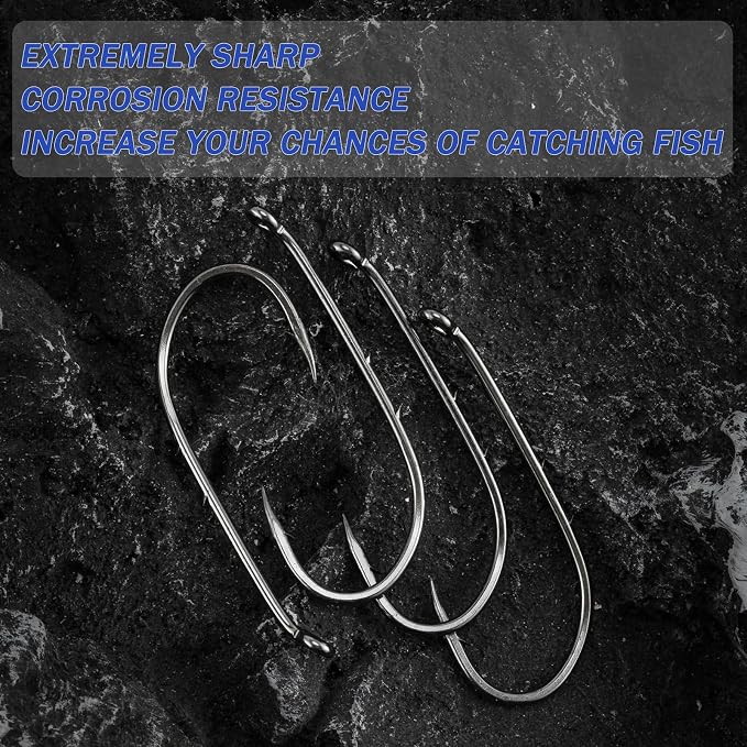 Dr.Fish 100 Pack Baitholder Hooks Freshwater Fishing Hooks, Down Eye, Offset, Walleye/Trout/Crappie/Panfish/Bluegill Saltwater Fishing
