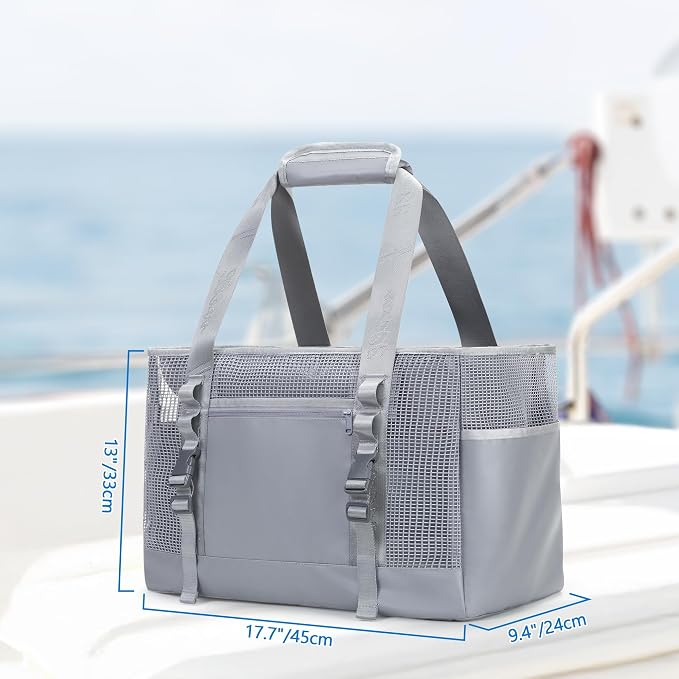 Yarwo Boat Gear Tote Bag, 35.5L Waterproof Boat Accessories Organizer with Marine-grade Coated Mesh and Wet Dry Pockets