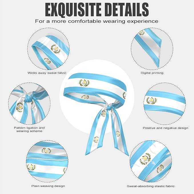 Flag Tie Headbands for Men Women, Moisture Wicking Sweatband Breathable Sports Headwrap, Non-Slip Stretchy Adjustable Fitness Hair Band