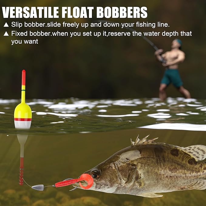 SILANON Wood Slip Bobbers Fishing Floats and Bobbers Spring Oval Stick Slip Floats for Crappie Catfish Trout Panfish Walleyes Fishing 5/10pcs