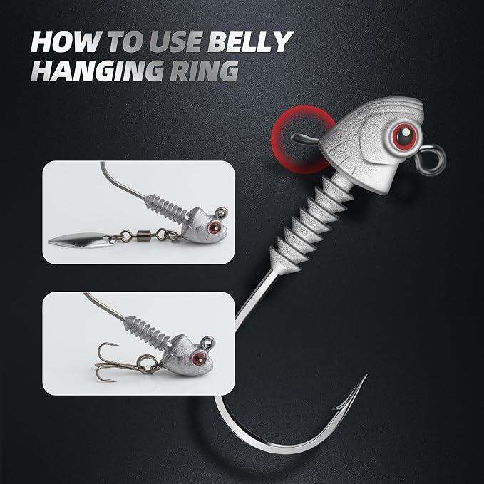 Swimbait Jig Heads, 20PCS/Box, 4 Size Options, Strong Hook & Anti-Loose Design, Ideal for Freshwater & Saltwater Fishing