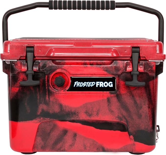 USA Made Frosted Frog Camo 20 Quart Ice Chest Heavy Duty High Performance Roto-Molded Commercial Grade Insulated Cooler