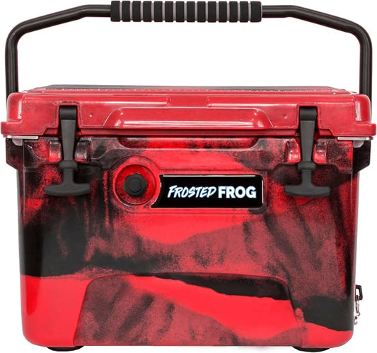 USA Made Frosted Frog Camo 20 Quart Ice Chest Heavy Duty High Performance Roto-Molded Commercial Grade Insulated Cooler
