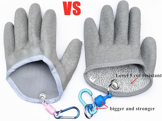 Inf-way Fishing Glove with Magnet Release, Fisherman Professional Catch Fish Gloves Cut&Puncture Resistant with Magnetic Hooks Hunting Glove