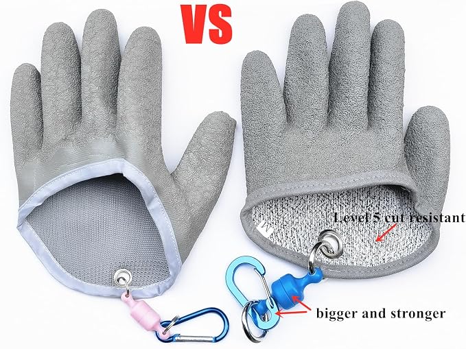 Inf-way Fishing Glove with Magnet Release, Fisherman Professional Catch Fish Gloves Cut&Puncture Resistant with Magnetic Hooks Hunting Glove