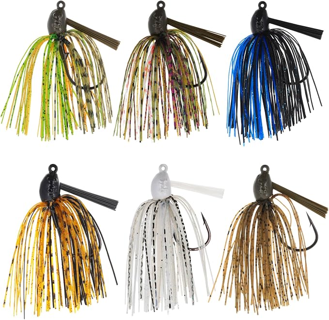 Reaction Tackle Swim Jigs for Bass Fishing - Weedless Bait Design Fishing Lures and Silicone Skirt - Also Pike, Walleye and Muskie and More (3-Pack)