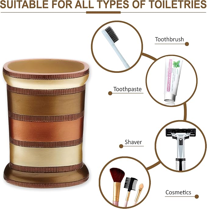 Zahari Home 4pc Contempo Stylish Bathroom Accessories Set Shower Soap Dispenser, Tumbler, Tooth Brush Holder and Soap Holder Luxury Contemporary Decor Unique Design Modern Bathroom Shower Set