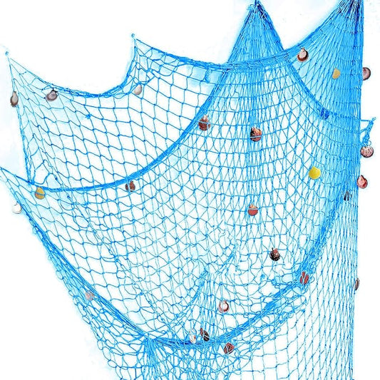 79 x 59 inch Nature Fish Net Wall Decoration with Shells, Ocean Themed Wall Hangings Fishing Net for Beach Party,Wedding,Photographing Decoration