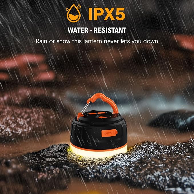 Yonktoo Camping Lantern with Remote Control, 6400mAh Rechargeable Lamp, IPX5 Waterproof Tent Light for Camping, Hiking, Power Outages, Home, Emergency Use - Wireless Remote Edition,Orange