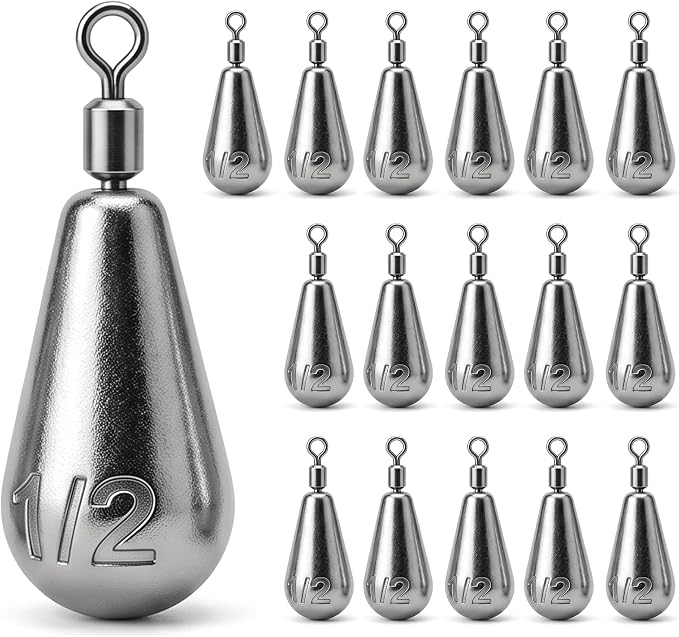 Drop Shot Fishing Weights with Rolling Swivel Streamlined Lead Fishing Sinkers for Freshwater Saltwater Catfish Bass Casting Fishing and Bottom Fishing Rigs