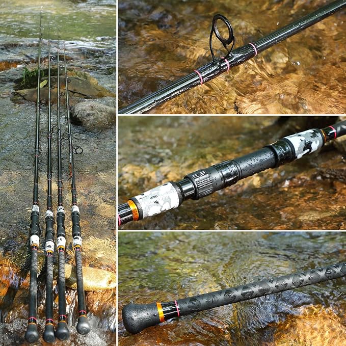 Sougayilang Surf Fishing Rod Portable Travel MH/H Surf Spinning Rod 4 Piece Carbon Fiber Saltwater Fishing Rod 10'/11'/12'/15'