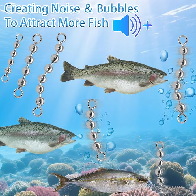 20 Pack Fishing Bead Chain Swivels High-Speed Trolling Swivels Stainless Steel Catfish Swivels Fishing Tackle Rig Fishing Gear Freshwater Saltwater Salmon Walleye