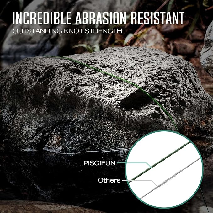 Piscifun Onyx Braided Fishing Line, Superline Abrasion Resistant Braided Lines, Zero Stretch Super Strong, Low Memory, Fast Water Cutting PE Fishing Lines, 6lb-150lb