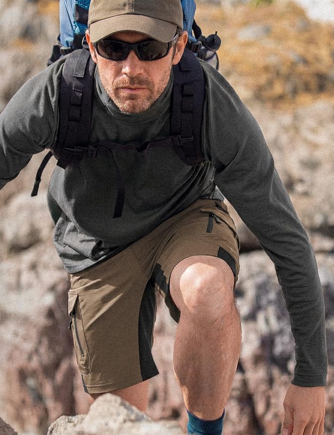 XKTTAC Men's Outdoor Quick Dry Lightweight Stretchy Shorts for Hiking, Tactical, Camping, Travel with 6 Pockets