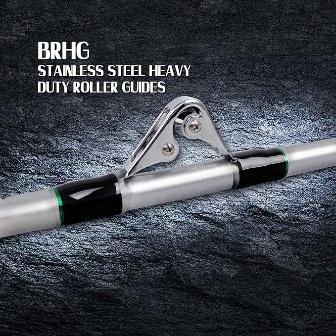Fiblink Saltwater Fishing Rod 1 Piece Trolling Rod Deep Drop Sea Roller Rod Big Game Conventional Boat Heavy Duty Fishing Pole (5'6"/6',50-80lbs/80-120lbs/120-200lbs)