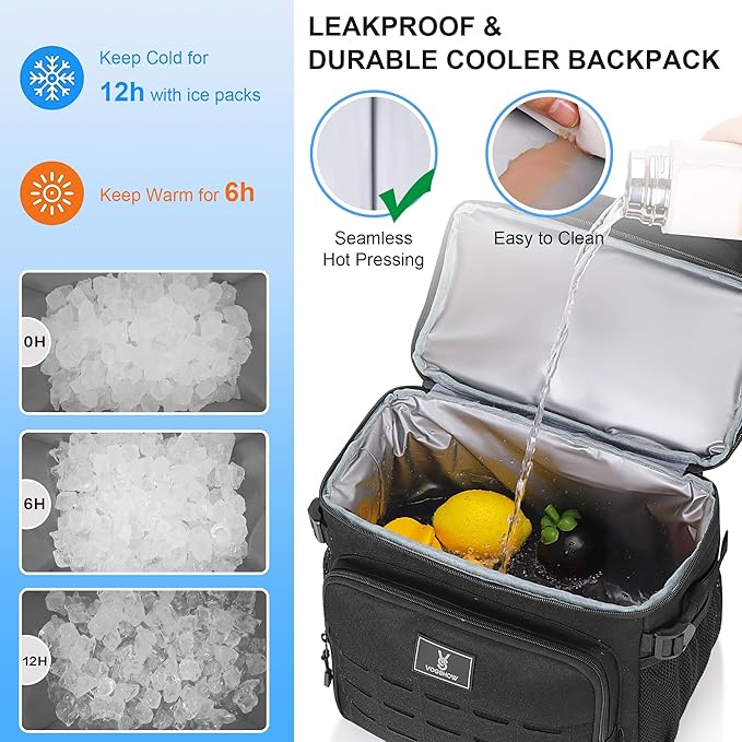 VS VOGSHOW Insulated Double Deck Cooler Backpack for Men Women, 36 Cans Large Leakproof Cooler Bag for Camping, Hiking, Picnic, Fishing, Beach, Travel