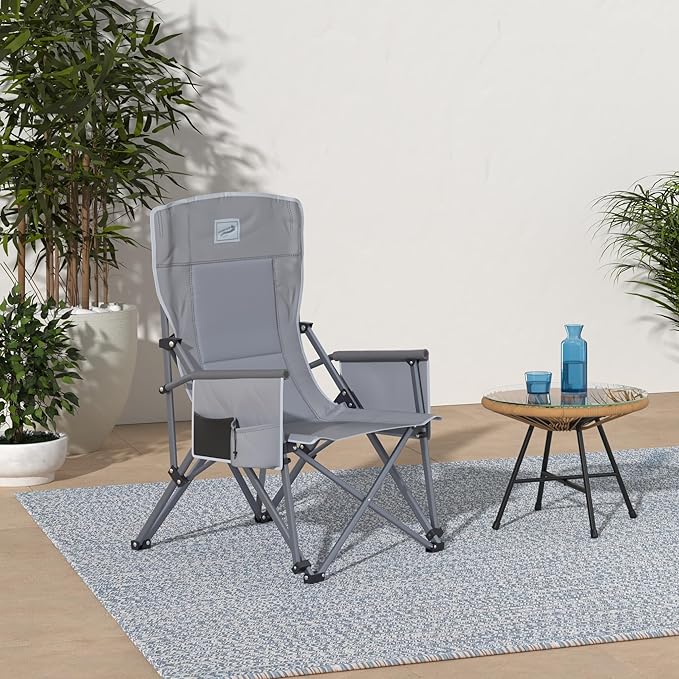 Camphor Designs Heavy Duty Portable Folding Camping Chair for Adults with Comfy Padded Backrest | for Outdoor & Sports, Backpacking, Beach, Lawn, Hunting, Tailgating, Fishing | Supports 400 Lbs
