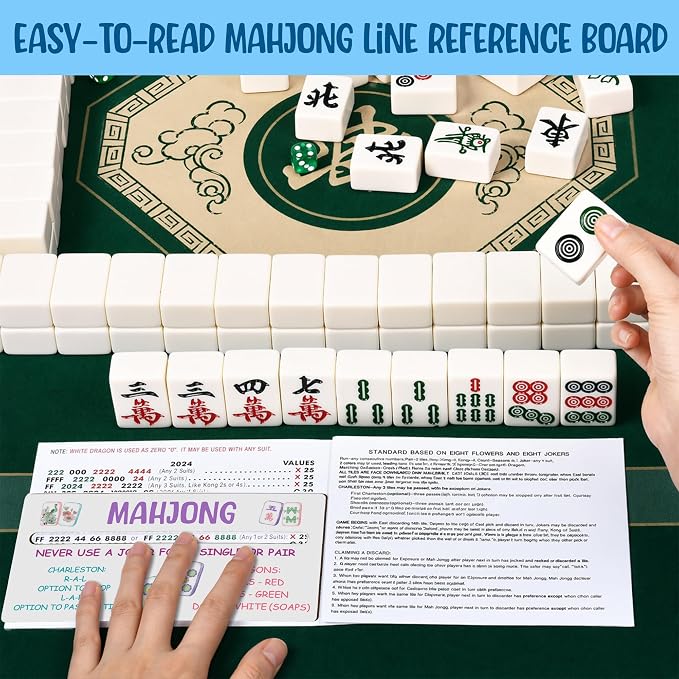 4 Pack Mahjong Line Reader with Rules, Wooden 2026 Mahjong Line Finder, Instructions for Beginners, Mah Jongg Accessories, Mah Jongg Gifts for Women