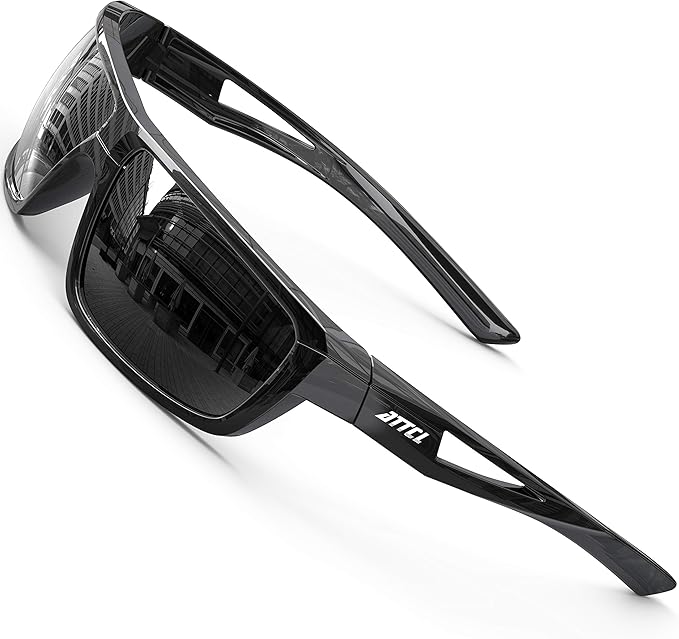 ATTCL Polarized Sunglasses Men Sports: UV Protection Lightweight TR90 Frame Anti-Slip Wrap-Around for Driving Fishing Golf