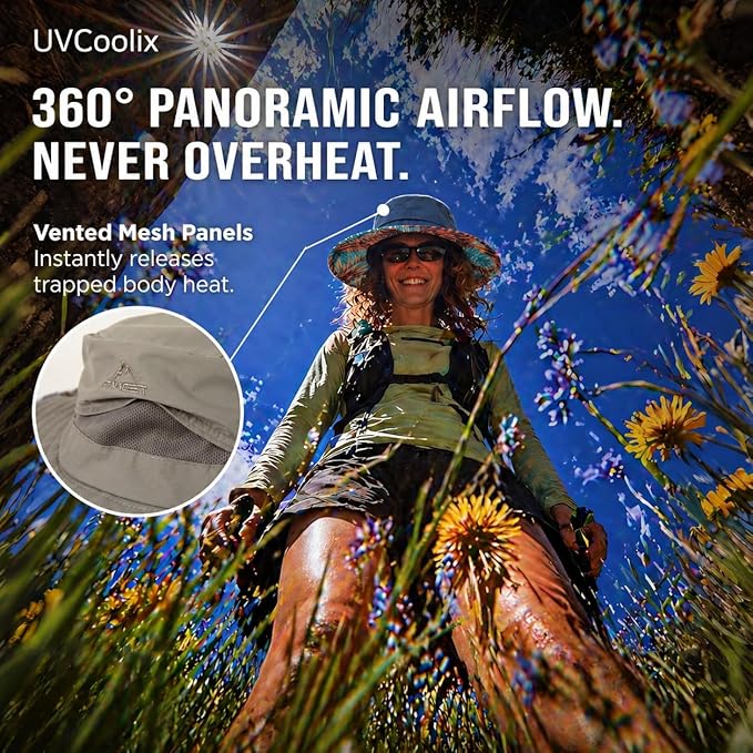 TOP-EX UVCoolix™ Cooling Touch Breathable UPF50+ Waterproof Wide Brim UV Protection Sun Hats Big Head XL XXL