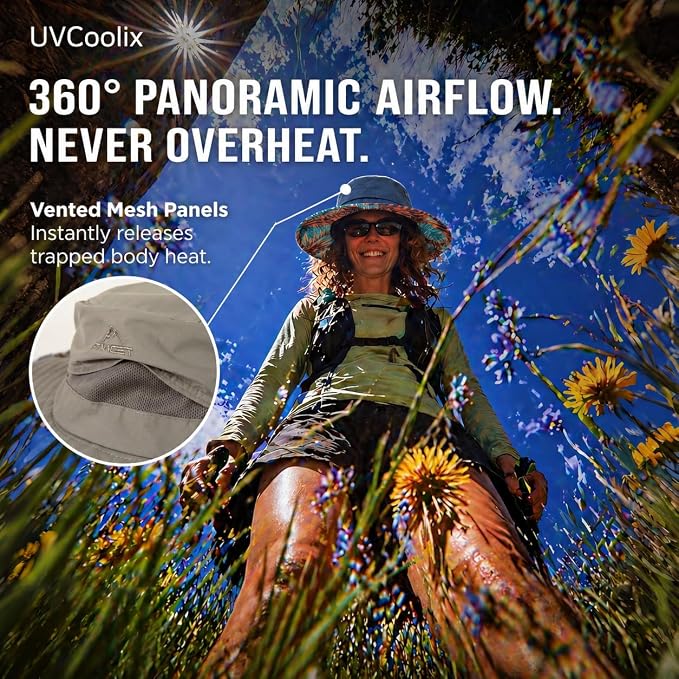 TOP-EX UVCoolix™ Cooling Touch Breathable UPF50+ Waterproof Wide Brim UV Protection Sun Hats Big Head XL XXL