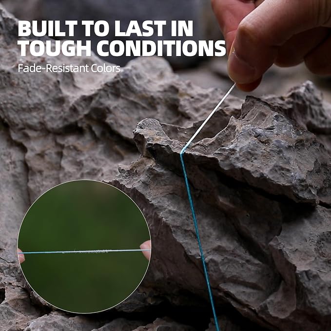 RUNCL 8 Strands Braided Fishing Line - High Visibility Colored Braid Line, Super Strong, Abrasion Resistant, No Stretch, 328yds/546yds/1093yds, 12lb to 100lb for Saltwater or Freshwater Fishing