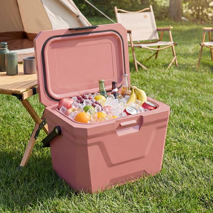 COSTWAY Insulated Portable Cooler, Hard Shell Ice Chest w/ 2 Cup Holders, Bottle Opener, Drain Plug, 3-Day Ice Retention, Outdoor Leak-Proof Dry Box for Beach, Camping, Fishing, Picnic