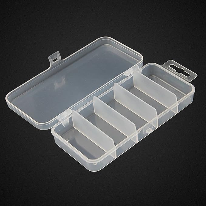 Honbay 2PCS 5x2.4x1Inch Small Clear Visible Plastic Fishing Tackle Accessory Box Fishing Lure Bait Hooks Storage Box Case Container Jewelry Making Findings Organizer Box Storage Container Case