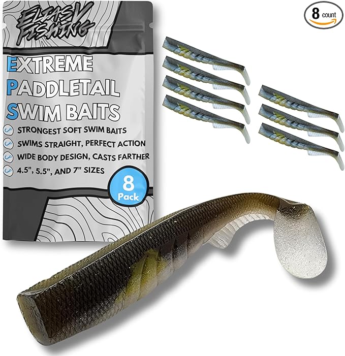 Extreme Paddle Tail Swim Baits - Soft Plastic Swimbaits, Premium Paddle Tail Swimbaits for Bass Fishing, Great Action Lifelike Saltwater Soft Swimbait Shad Lure