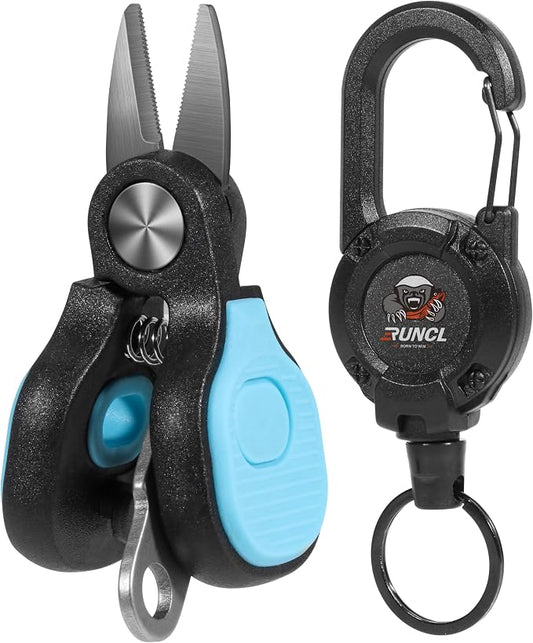 RUNCL Mini Fishing Scissors Line Cutter, Compact Stainless Steel Blades with Non-Slip Handle, Micro Serrated Multi Tool for Braided Fluorocarbon Mono Lines, Saltwater & Freshwater Fishing Gear
