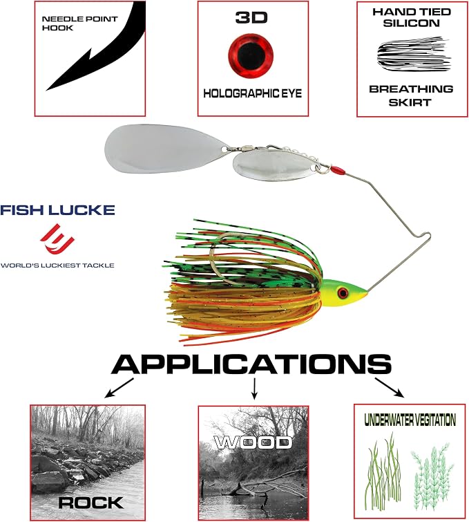 Luck E Strike Hydra-Vibe Spinner Bait with Custom Blades
