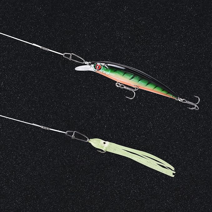 50lb 100% Fluorocarbon Fishing Leaders, 10/20 Pcs, Saltwater/Freshwater, 20in Fluorocarbon Leader line with Swivel and Snap