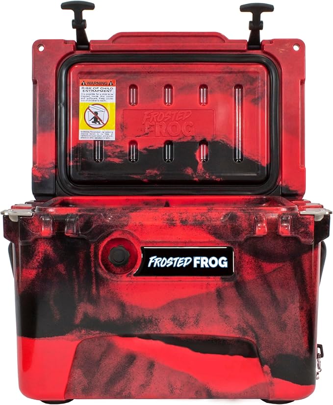 USA Made Frosted Frog Camo 20 Quart Ice Chest Heavy Duty High Performance Roto-Molded Commercial Grade Insulated Cooler
