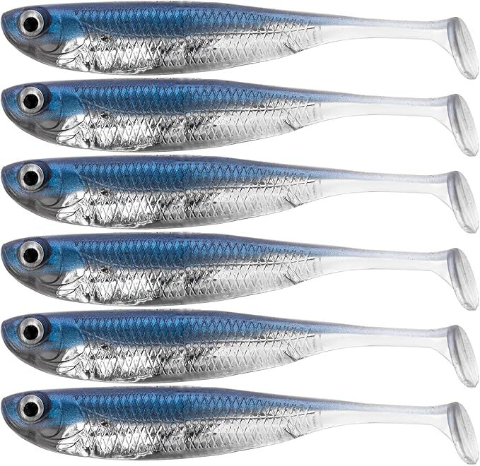 QualyQualy Soft Plastic Swimbait Paddle Tail Shad Lure Soft Bass Shad Bait Minnow Paddle Tail Swim Bait for Bass Trout Walleye Crappie - 2.75in, 3.14in, 3.94in, 5in