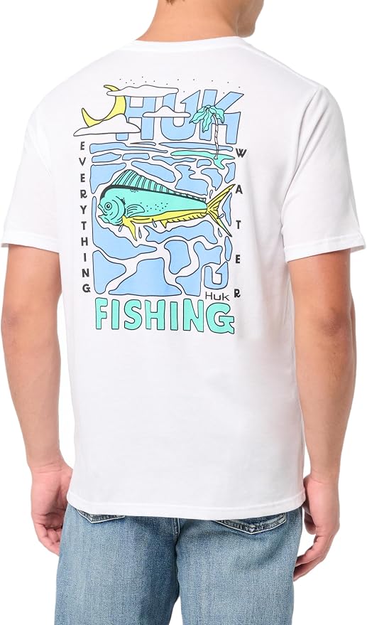 HUK Mens Fishing Graphic Tee, Performance Short Sleeve, Quick-Dry