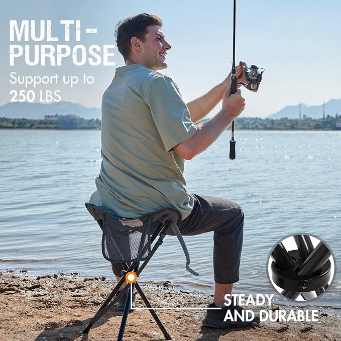 Portal Tall Folding Tripod Stool for Outdoor Camping Walking Hunting Hiking Fishing Travel, Support 225 lbs