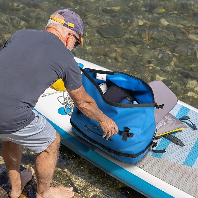 Haimont IPX7 Waterproof Roll-Top Dry Duffel Backpack | 60L/90L Sizes, 500D Tarpaulin, Welded Seams, Mesh Pockets, Boating & Kayaking