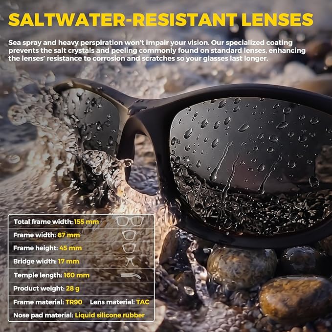 Polarized Fishing Sunglasses for Men Women, Adjustable Polarized Sunglasses, Lightweight TR90 Frame
