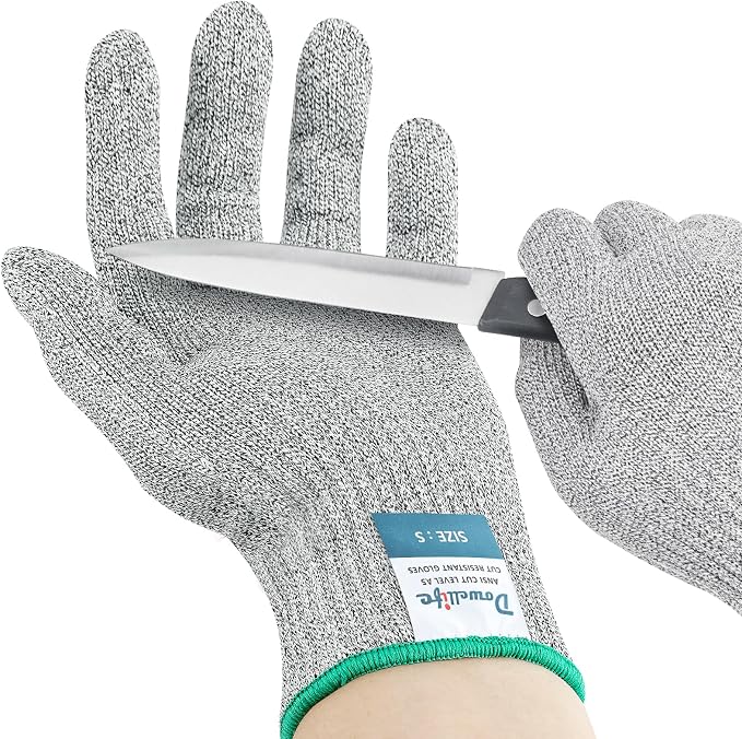 Dowellife Cut Resistant Gloves A9 Maximum Protection - Food Grade Kitchen & Chef Gloves for Food Prep, Knife Cutting, Mandoline Slicing, Butcher, Oyster Shucking, Fish Handling (X-Large)