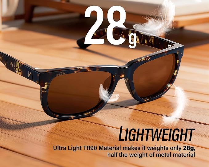 Polarized Sunglasses for Men & Women, Lightweight Driving Sunglasses for Fishing, Golf, Sports, UV400 Protection