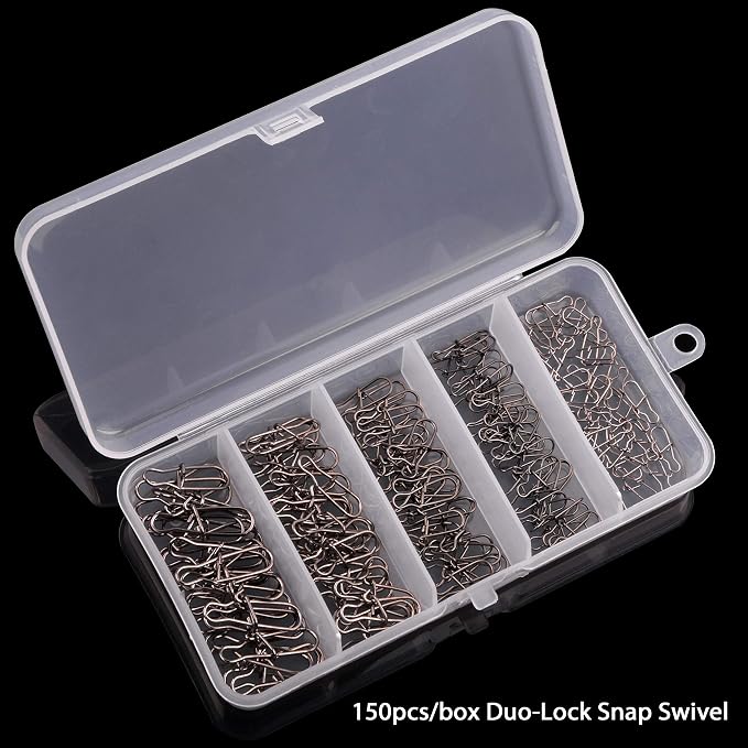 Duo Lock Fishing Snap Kit, Stainless Steel Fishing Nice Snap Swivels High Strength Fishing Snaps and Clips Fishing Connector Tackle Kit for Saltwater Freshwater