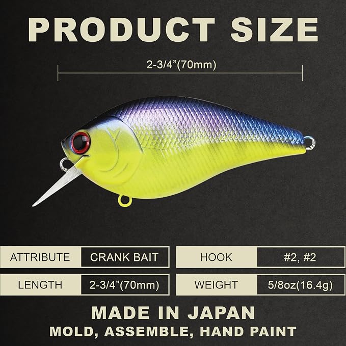LUCKY CRAFT LC 2.5 Silent Crankbait Fishing Lures, 2-3/8” Squarebill Crankbait, Bass Lures, Floating 4ft Depth Hard Bait, Champion Freshwater Fishing Gear and Tackle Box Accessories