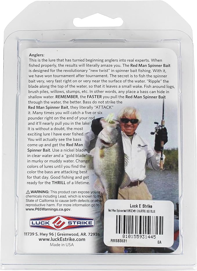 Luck E Strike Redman Spinner Bait by Jimmy Houston, 3/8 Ounce Colorado Spinnerbait