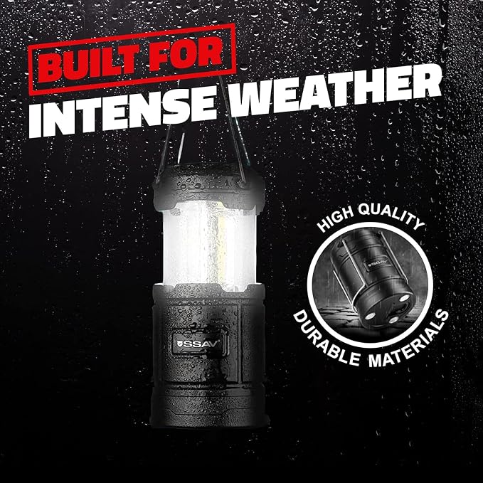 Multipurpose Camping Lantern - Portable LED Battery Powered Lanterns with Magnetic Base and Foldable Hook for Emergency Use or Campsites, Hurricane Survival Kit | Batteries Included